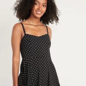 J. Crew Seaside Black White Polka Dot Tank Dress Size 6